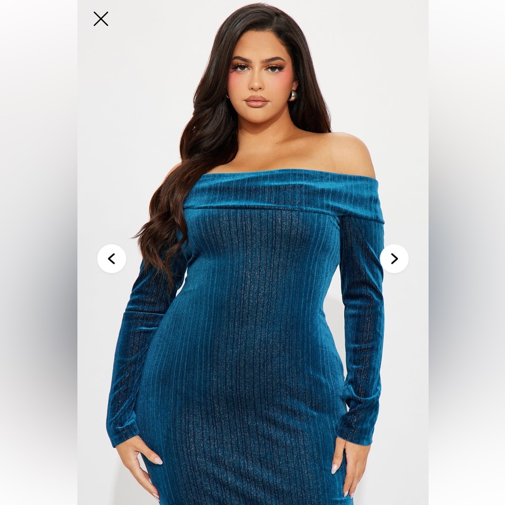 Fashion Nova Teal Long Sleeve Dress - Picture 5 of 8